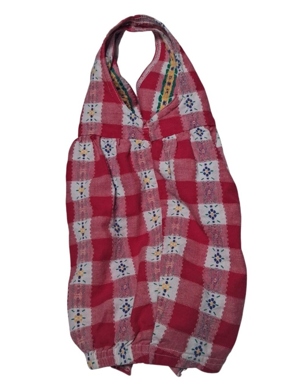 Vintage Carters Baby Girl Romper 3-6M Red Check Plaid Floral Country Cottage - Picture 7 of 12
